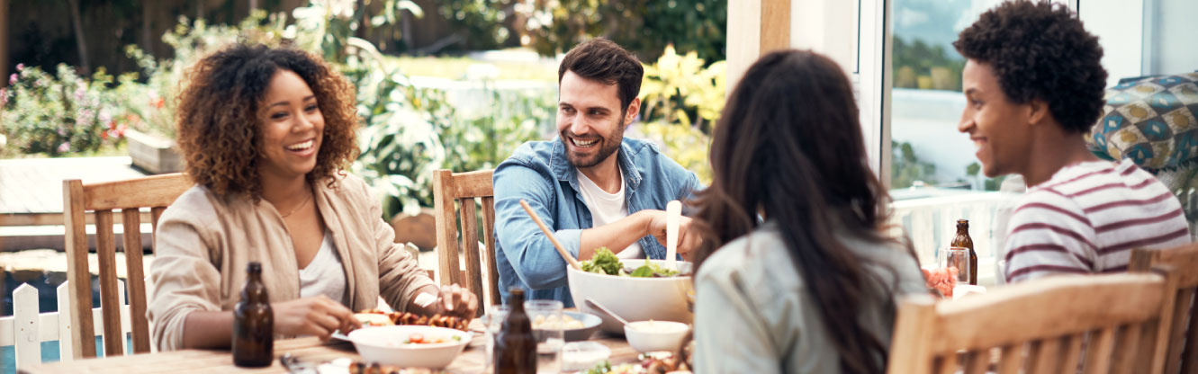 Group of friends having dinner